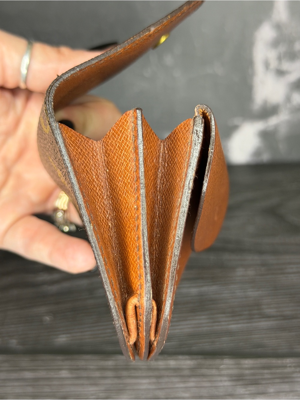 Louis Vuitton Monogram Coin Wallet Vintage Snap Pouch Brown LV Authentic - Picture 8 of 13